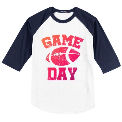 Distressed Football Game Day At College Or School Great Gift Baseball Sleeve Shirt