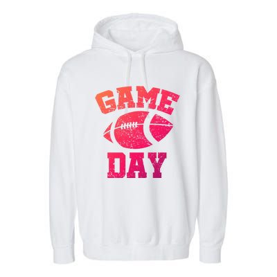 Distressed Football Game Day At College Or School Great Gift Garment-Dyed Fleece Hoodie