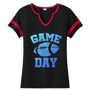 Distressed Football Game Day At College Or School Great Gift Ladies Halftime Notch Neck Tee