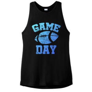 Distressed Football Game Day At College Or School Great Gift Ladies PosiCharge Tri-Blend Wicking Tank