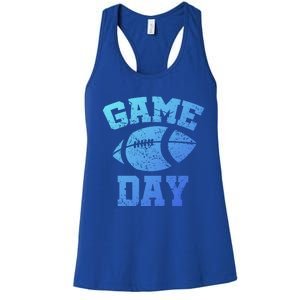 Distressed Football Game Day At College Or School Great Gift Women's Racerback Tank