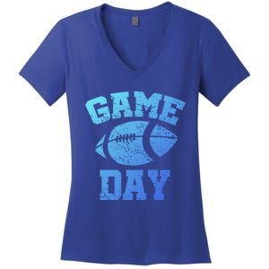 Distressed Football Game Day At College Or School Great Gift Women's V-Neck T-Shirt