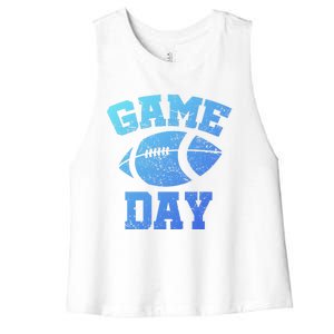 Distressed Football Game Day At College Or School Great Gift Women's Racerback Cropped Tank