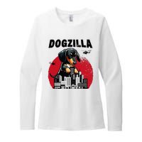 Dogzilla Funny Giant Dachshund Cute Wiener Dog In City Womens CVC Long Sleeve Shirt