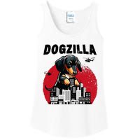 Dogzilla Funny Giant Dachshund Cute Wiener Dog In City Ladies Essential Tank