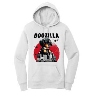 Dogzilla Funny Giant Dachshund Cute Wiener Dog In City Women's Pullover Hoodie