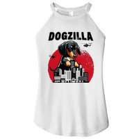 Dogzilla Funny Giant Dachshund Cute Wiener Dog In City Women's Perfect Tri Rocker Tank