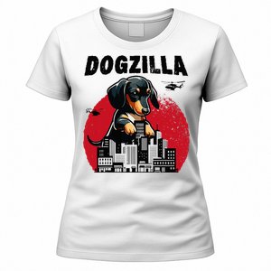 Dogzilla Funny Giant Dachshund Cute Wiener Dog In City Women's T-Shirt