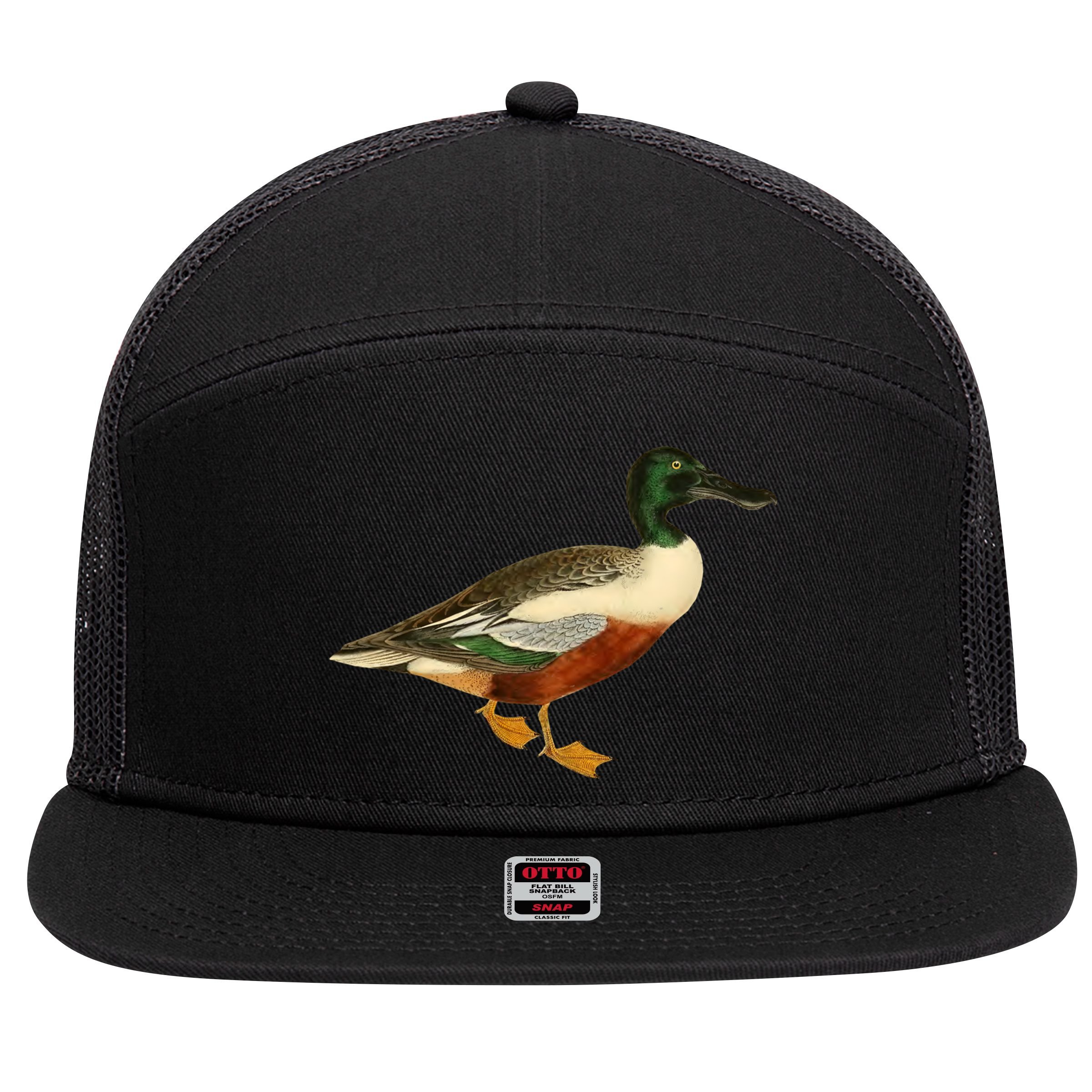 Duck Funny Gift Cute Shoveler Duck Vintage Duck Graphic Gift 7 Panel Mesh Trucker Snapback Hat