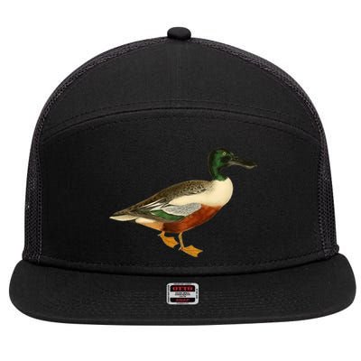 Duck Funny Gift Cute Shoveler Duck Vintage Duck Graphic Gift 7 Panel Mesh Trucker Snapback Hat