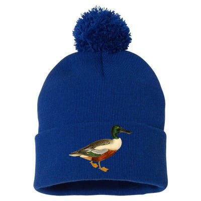 Duck Funny Gift Cute Shoveler Duck Vintage Duck Graphic Gift Pom Pom 12in Knit Beanie