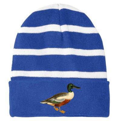 Duck Funny Gift Cute Shoveler Duck Vintage Duck Graphic Gift Striped Beanie with Solid Band