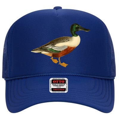 Duck Funny Gift Cute Shoveler Duck Vintage Duck Graphic Gift High Crown Mesh Back Trucker Hat