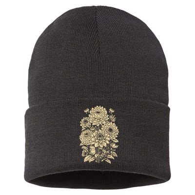 Dahlia Flower Garden Floral Sustainable Knit Beanie