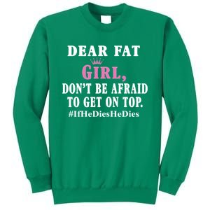 Dear Fat Girl Dont Be Afraid To Get On Top Ifhedieshedies Funny Gifts Sweatshirt