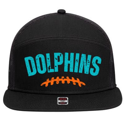 Dolphins Football Gift For Miami Fan Sport 7 Panel Mesh Trucker Snapback Hat