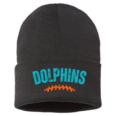 Dolphins Football Gift For Miami Fan Sport Sustainable Knit Beanie