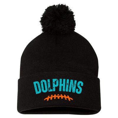 Dolphins Football Gift For Miami Fan Sport Pom Pom 12in Knit Beanie