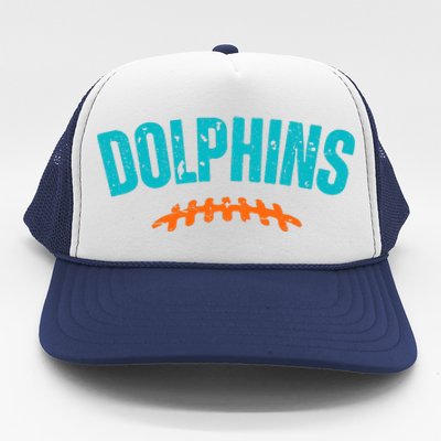 Dolphins Football Gift For Miami Fan Sport Trucker Hat