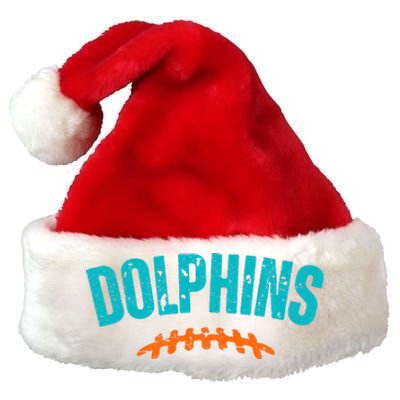 Dolphins Football Gift For Miami Fan Sport Premium Christmas Santa Hat