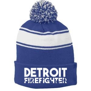 Detroit Firefighter Gift Firefighter Dad Gift Funny Gift Stripe Pom Pom Beanie