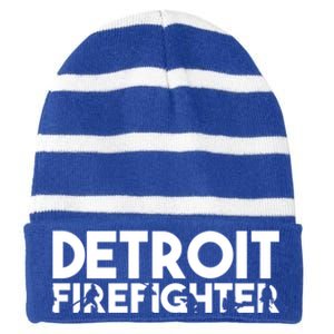 Detroit Firefighter Gift Firefighter Dad Gift Funny Gift Striped Beanie with Solid Band