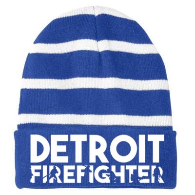 Detroit Firefighter Gift Firefighter Dad Gift Funny Gift Striped Beanie with Solid Band