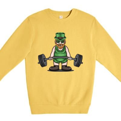 Deadlift Fitness Gym Leprechaun St Patricks Day Meaningful Gift Premium Crewneck Sweatshirt