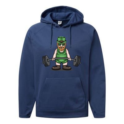 Deadlift Fitness Gym Leprechaun St Patricks Day Meaningful Gift Performance Fleece Hoodie