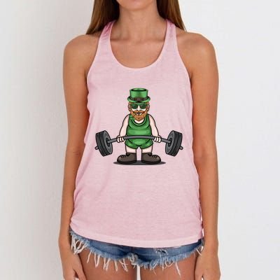 Deadlift Fitness Gym Leprechaun St Patricks Day Meaningful Gift Women's Knotted Racerback Tank