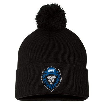 Detroit Football Grit Pom Pom 12in Knit Beanie