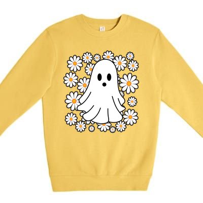 Daisy Floral Ghost Cute Halloween Premium Crewneck Sweatshirt