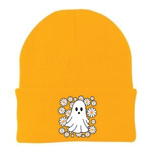 Daisy Floral Ghost Cute Halloween Knit Cap Winter Beanie