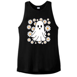 Daisy Floral Ghost Cute Halloween Ladies PosiCharge Tri-Blend Wicking Tank