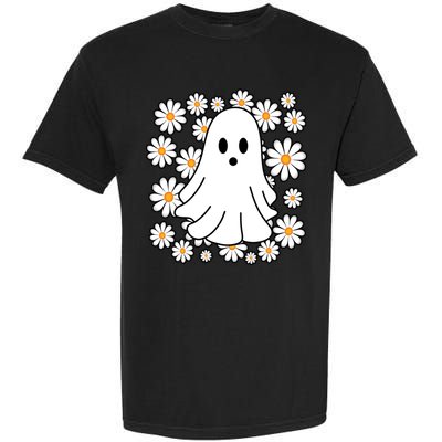 Daisy Floral Ghost Cute Halloween Garment-Dyed Heavyweight T-Shirt