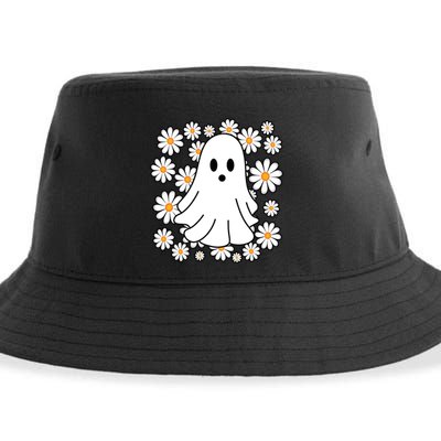 Daisy Floral Ghost Cute Halloween Sustainable Bucket Hat