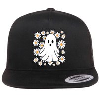 Daisy Floral Ghost Cute Halloween Flatbill Hat