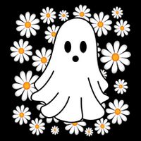 Daisy Floral Ghost Cute Halloween Flatbill Hat