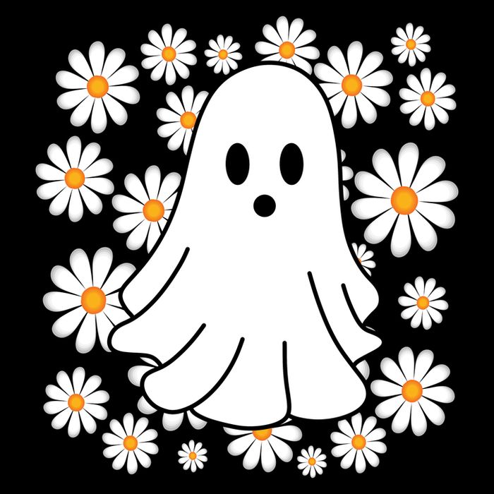 Daisy Floral Ghost Cute Halloween Flatbill Hat