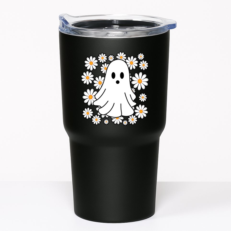 Daisy Floral Ghost Cute Halloween Tumbler