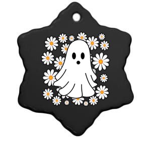 Daisy Floral Ghost Cute Halloween Ceramic Star Ornament