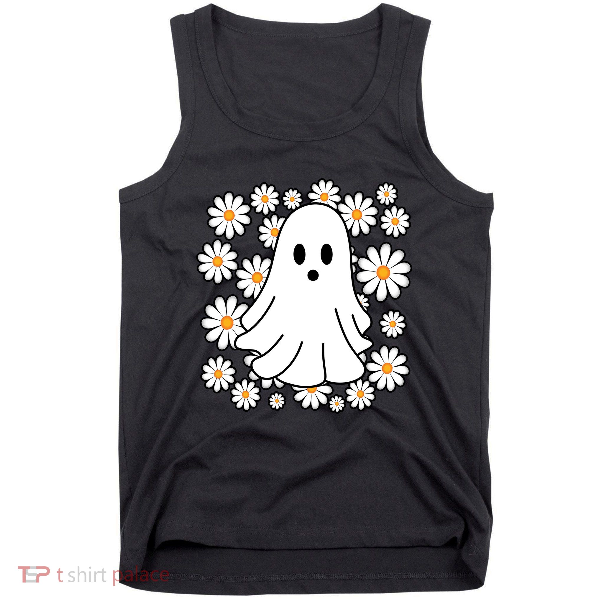 Daisy Floral Ghost Cute Halloween Tank Top