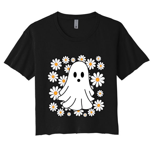 Daisy Floral Ghost Cute Halloween Crop Top