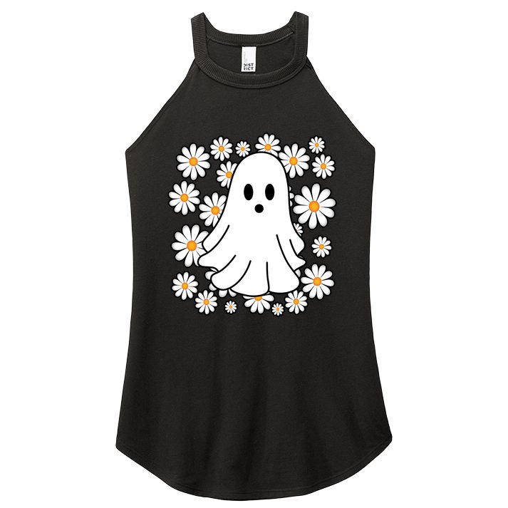 Daisy Floral Ghost Cute Halloween Women's Perfect Tri Rocker Tank