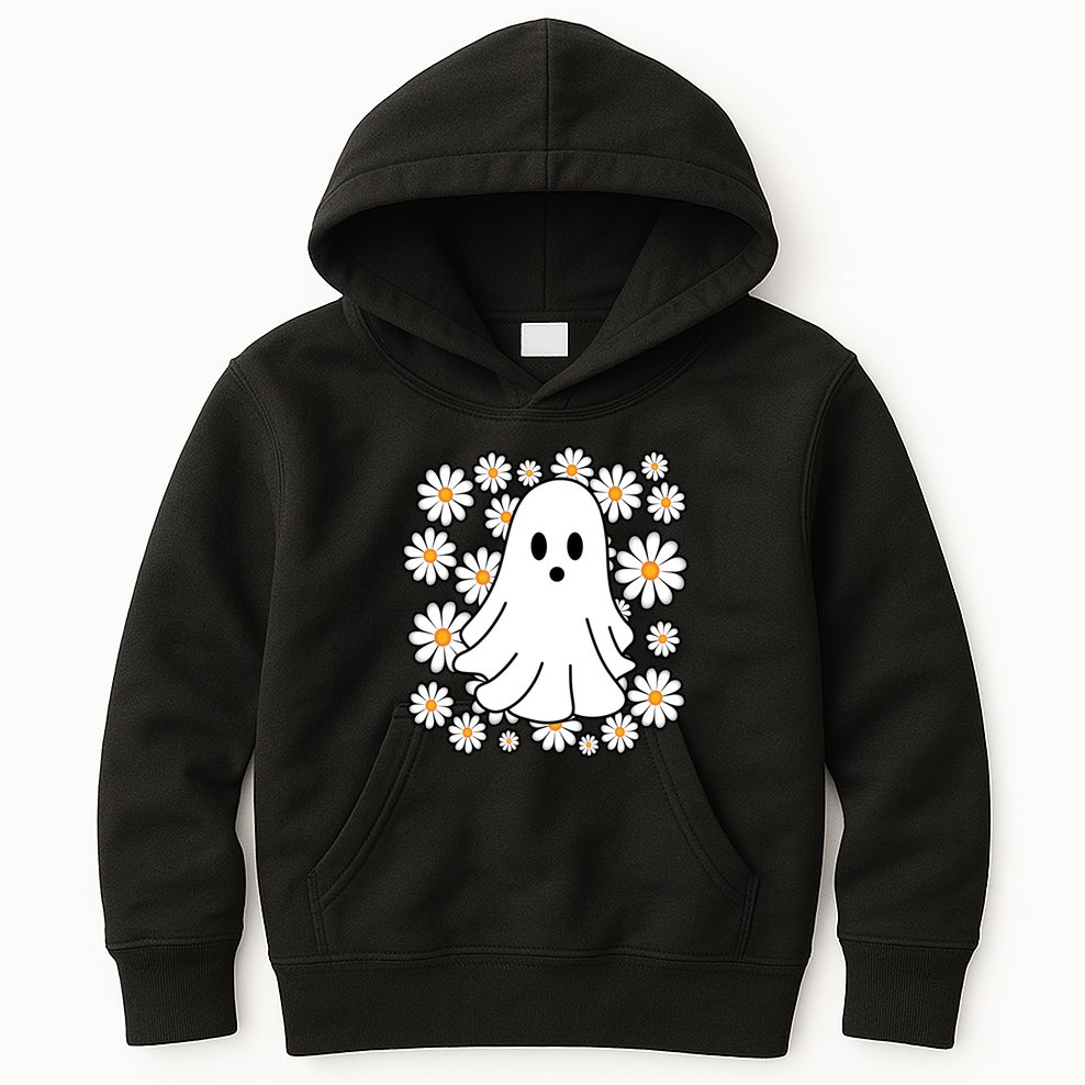 Daisy Floral Ghost Cute Halloween Kids Hoodie