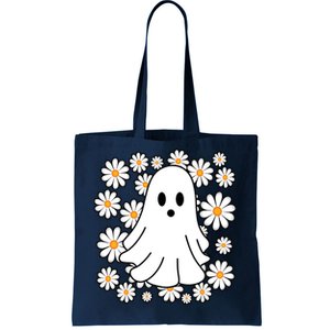 Daisy Floral Ghost Cute Halloween Tote Bag