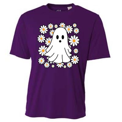 Daisy Floral Ghost Cute Halloween Cooling Performance Crew T-Shirt