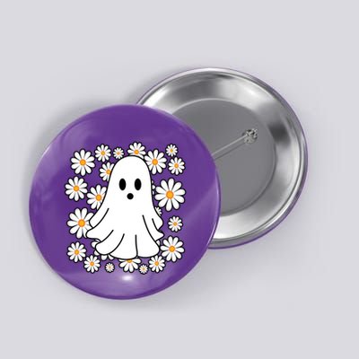 Daisy Floral Ghost Cute Halloween Button