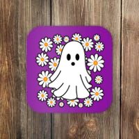 Daisy Floral Ghost Cute Halloween Coaster