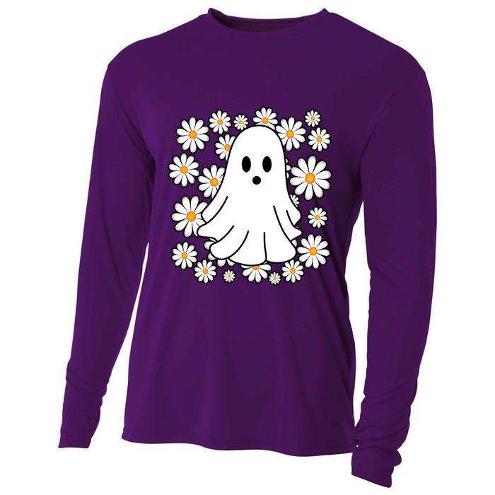 Daisy Floral Ghost Cute Halloween Cooling Performance Long Sleeve Crew